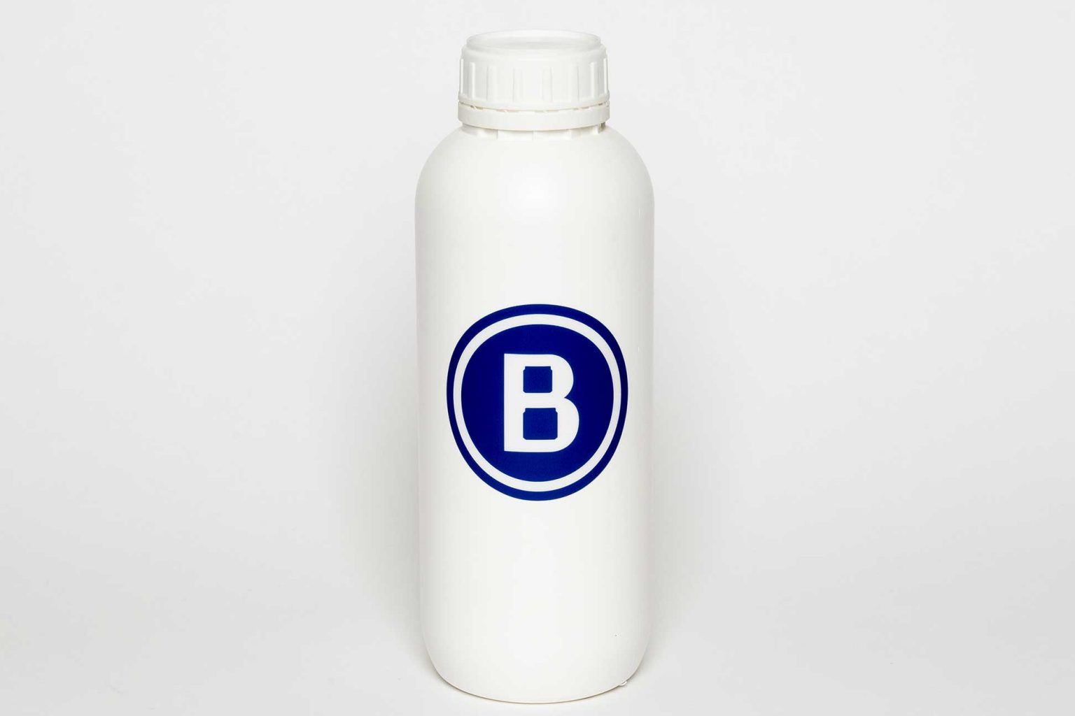 Flacone BB 90 in plastica HDPE da 1 litro, bianco, foro DIN 50.