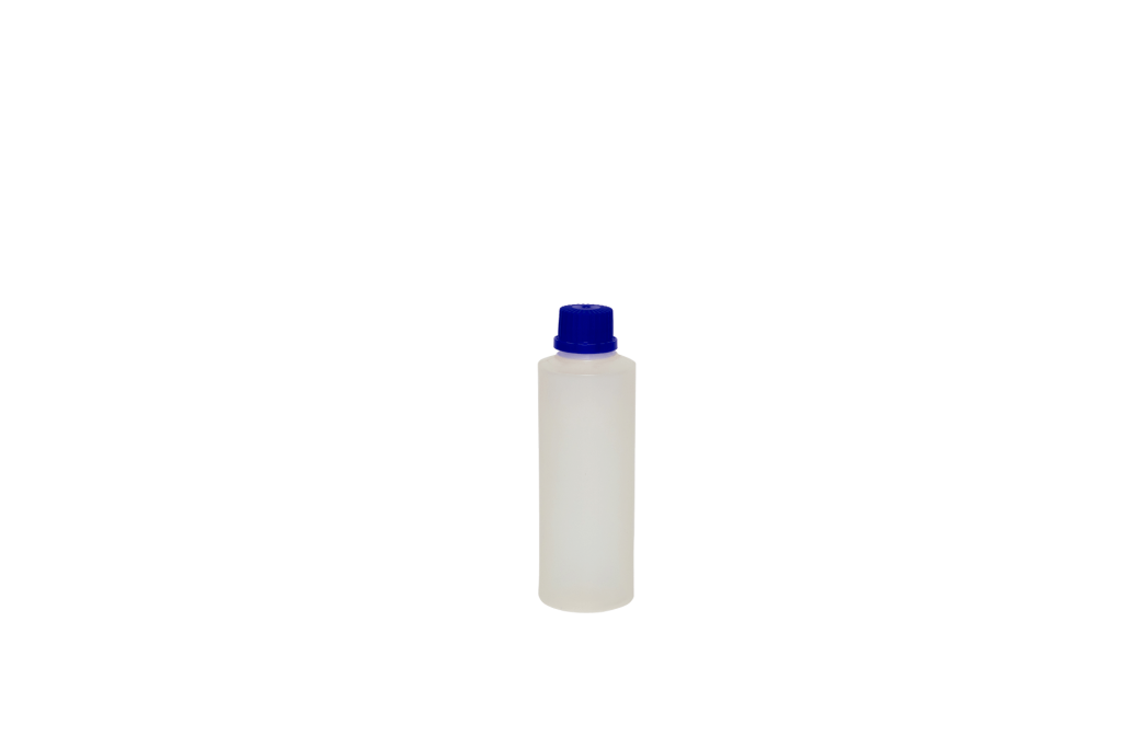 Flacone BB 67 in plastica HDPE da 250 ml, neutro, foro 28/410, con tappo ad avvitamento.
