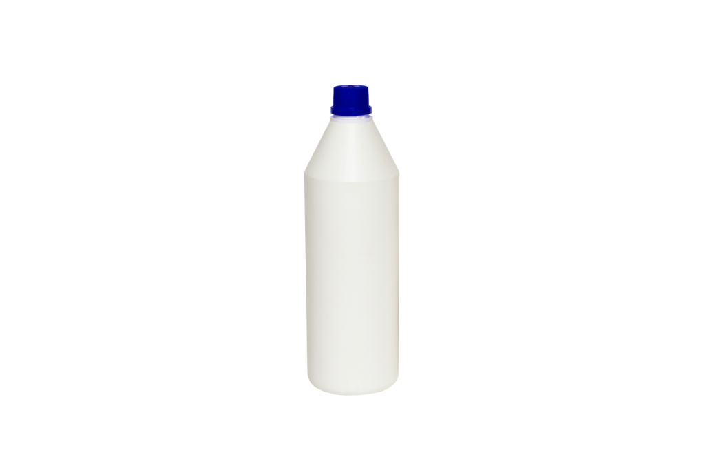 Flacone BB 73 in plastica HDPE da 1000 ml, bianco , foro 28/410, con tappo ad avvitamento.